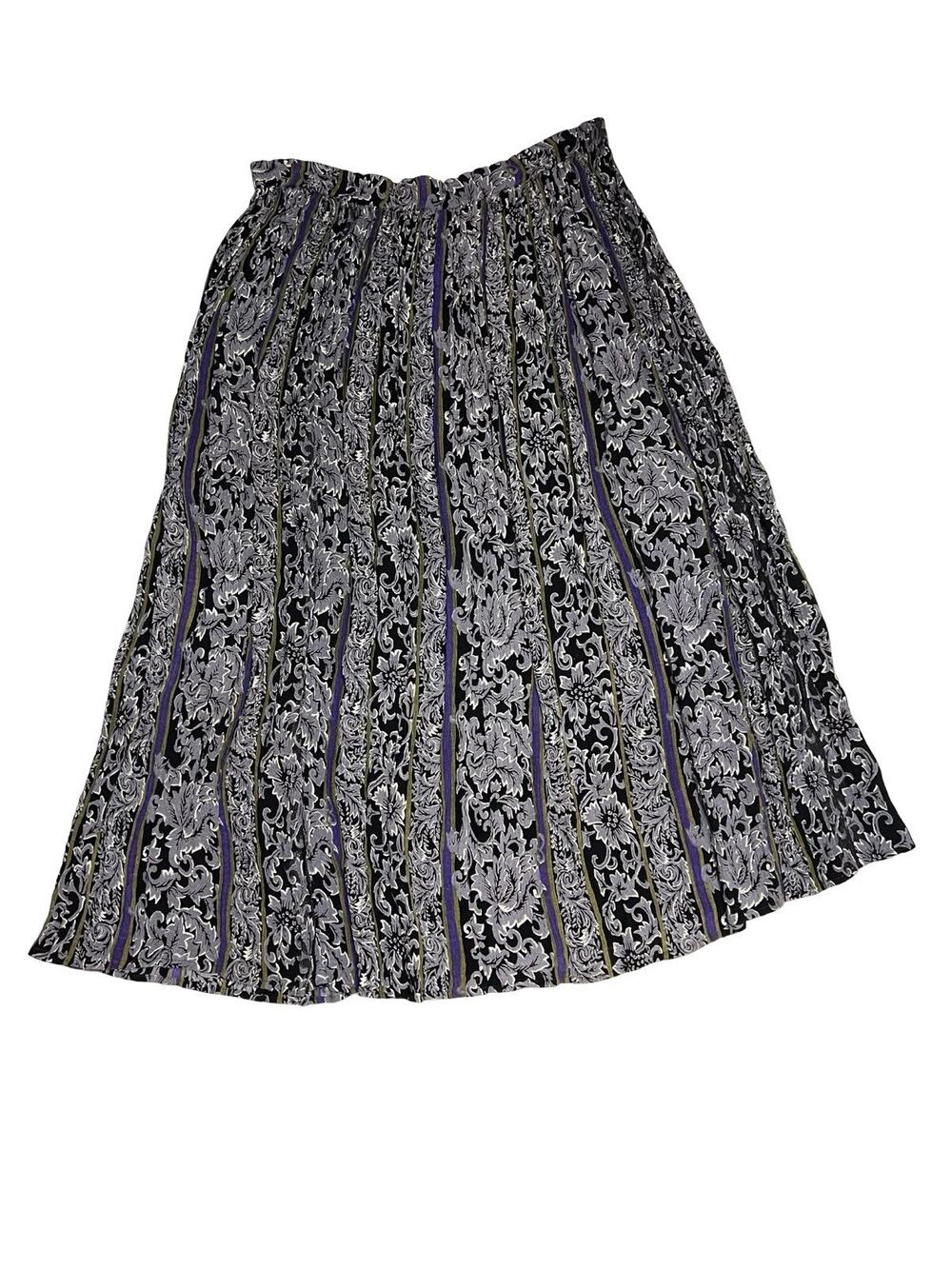 Vtg 90s Mix It Rayon Crinkle Skirt sz L Boho Maxi Gypsy Hippie Cottagecore